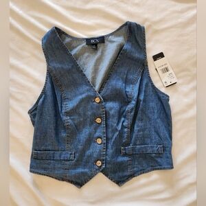 BCX Indigo Denim Buttoned Vest